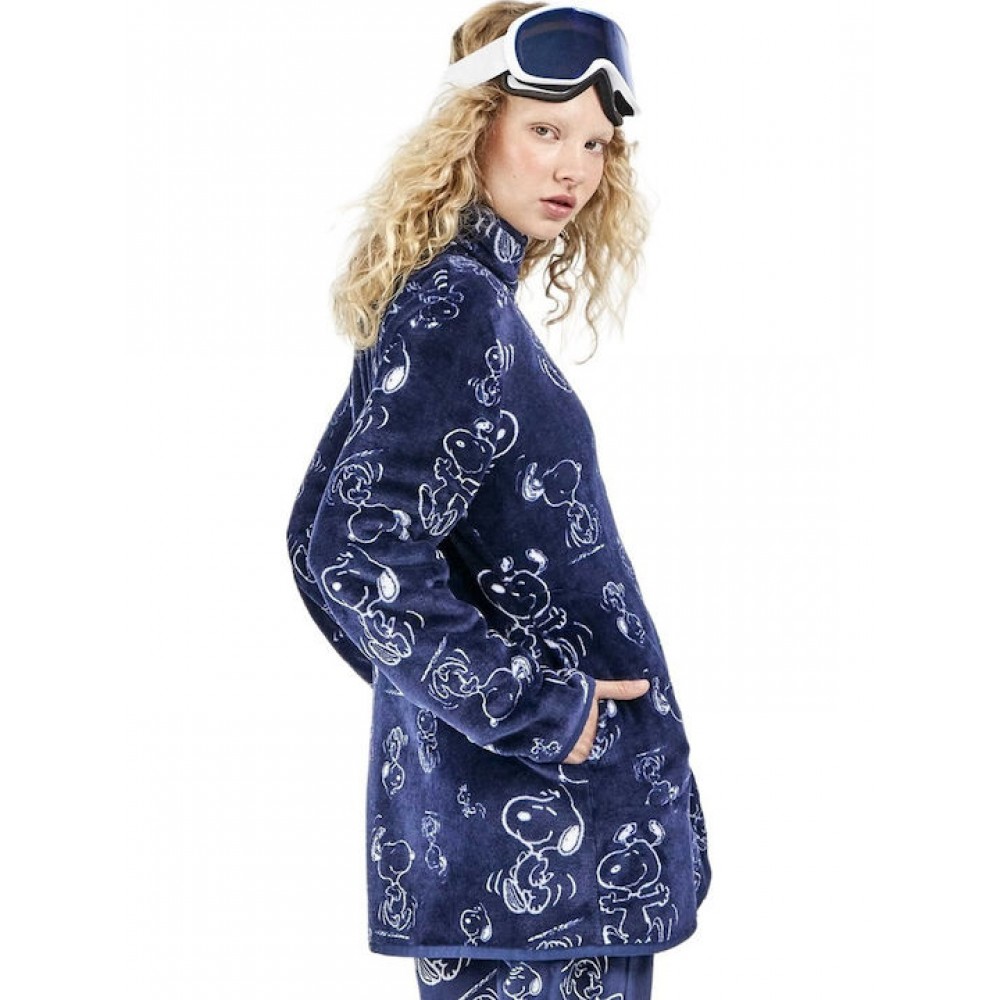 Gisela 2/20465, Γυναικεία Fleece ρόμπα SNOOPY,  ΜΠΛΕ ΣΚΟΥΡΟ