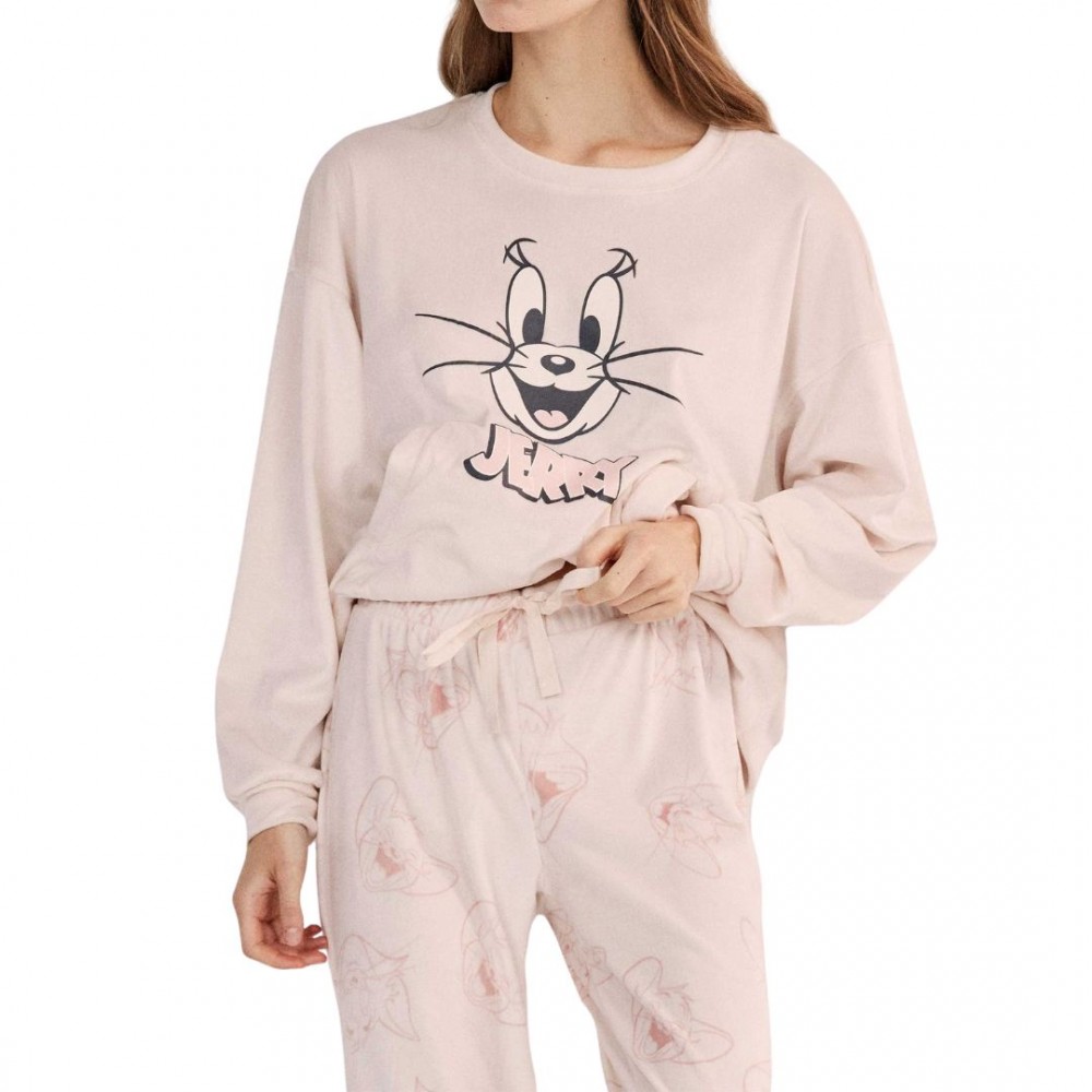 Gisela 2/20481, Γυναικεία Πυτζάμα TOM & JERRY Fleece, ΠΟΥΔΡΑ