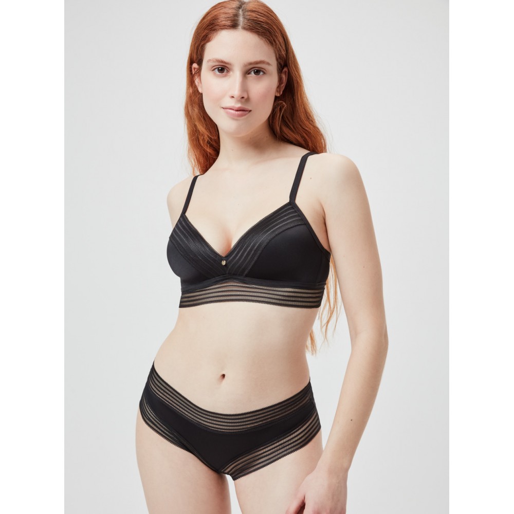 Σετ  Bralette και Κυλοτάκι Gisela 3/0332 cup B χωρίς μπανέλα προφορμαρισμένο, ΜΑΥΡΟ