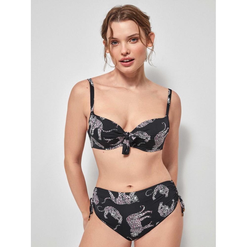 Gisela 2/30094T/TOP, Γυναικείο Bikini Top "TIGER"  με μπανέλα και προφορμάρισμα, ΜΑΥΡΟ