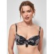 Gisela 2/30094T/TOP, Γυναικείο Bikini Top "TIGER"  με μπανέλα και προφορμάρισμα, ΜΑΥΡΟ