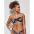 Gisela 2/30095T, Γυναικείο Bikini Top "TIGER"  Στράπλες με μπανέλα και προφορμάρισμα, ΜΑΥΡΟ