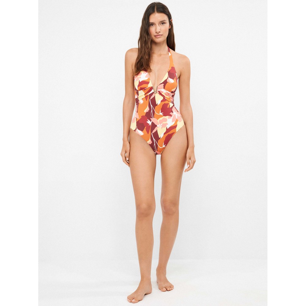 Gisela 2/30409U, Ολόσωμο Γυναικείο μαγιό Halter με αγκράφα και βαθύ ντεκολτέ, ΕΜΠΡΙΜΕ