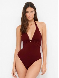 Gisela 2/30409U, Ολόσωμο Γυναικείο μαγιό Halter με αγκράφα και βαθύ ντεκολτέ