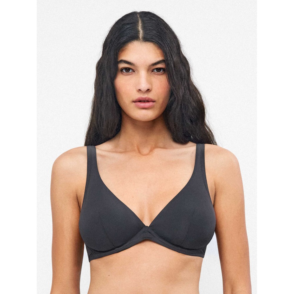 Gisela 2/30422Τ,  Γυναικείο Top Bikini με μπανέλα και αφαιρούμενη ενίσχυση, ΜΑΥΡΟ