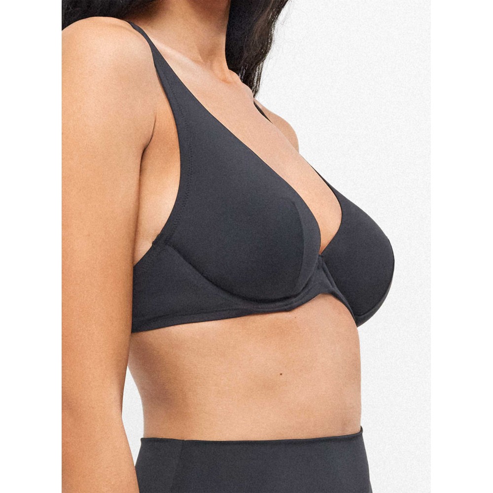 Gisela 2/30422Τ,  Γυναικείο Top Bikini με μπανέλα και αφαιρούμενη ενίσχυση, ΜΑΥΡΟ