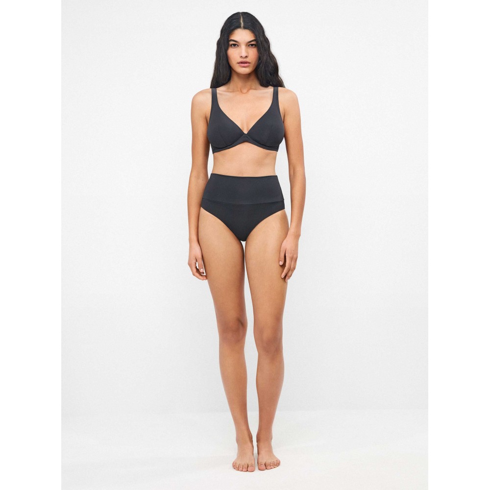 Gisela 2/30425B, Γυναικείο Bikini Bottom Ψηλόμεσο με φάσα, ΜΑΥΡΟ