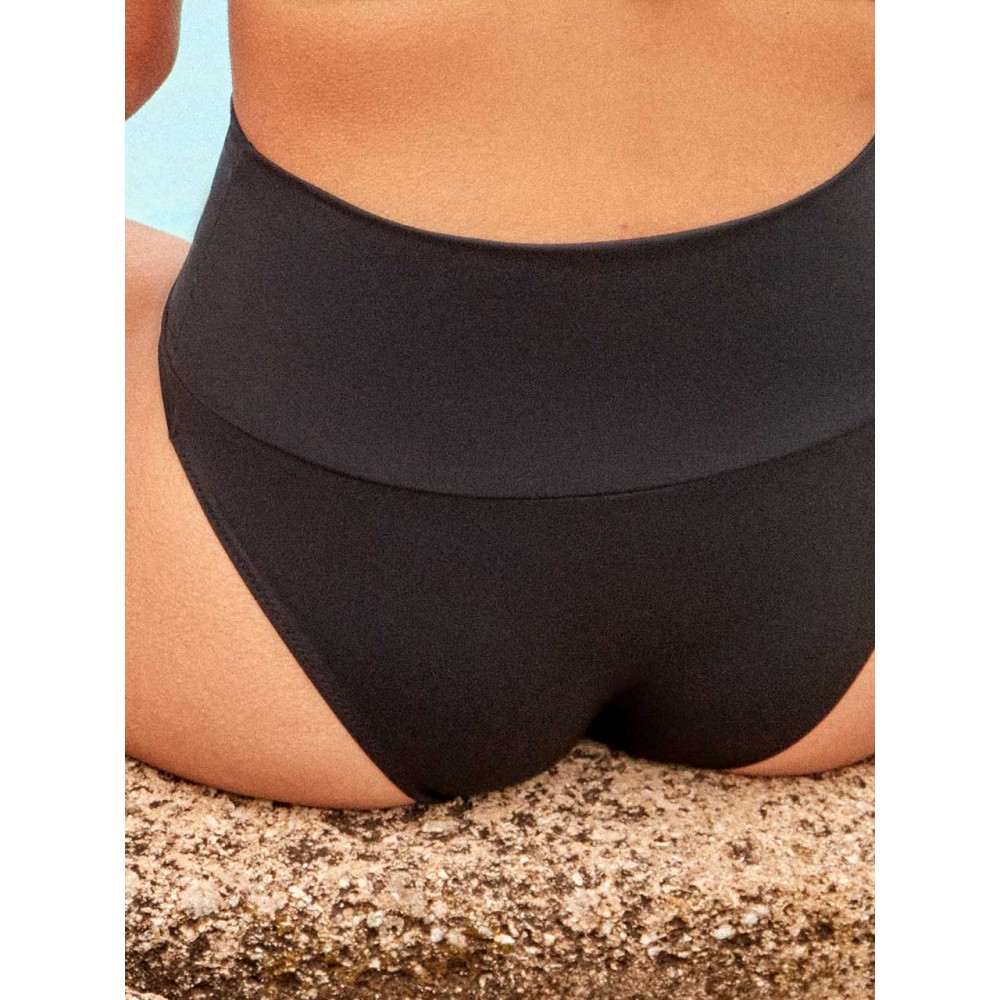 Gisela 2/30425B, Γυναικείο Bikini Bottom Ψηλόμεσο με φάσα, ΜΑΥΡΟ