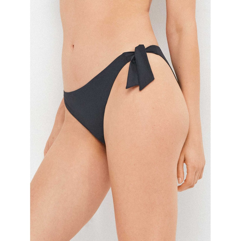 Gisela 2/30426B, Γυναικείο Bikini Bottom χαμηλόμεσο με πλαϊνό δέσιμο, ΜΑΥΡΟ