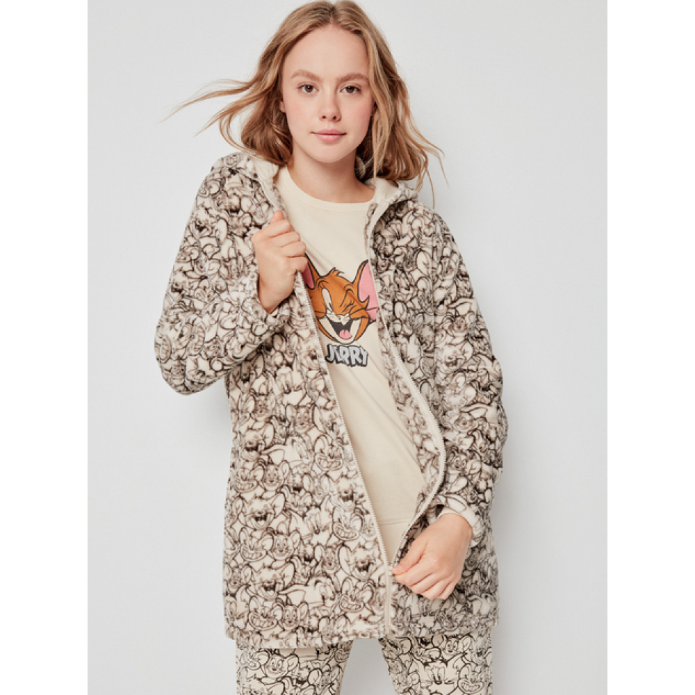 Ρόμπα Γυναικεία Fleece Gisela 2/1988, με all over print TOM & JERRY