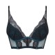 Gossard 19525 VIP Confession Longline Bra, Γυναικείο Σουτιέν Bralette για μεγάλο στήθος BLACK-TEAL