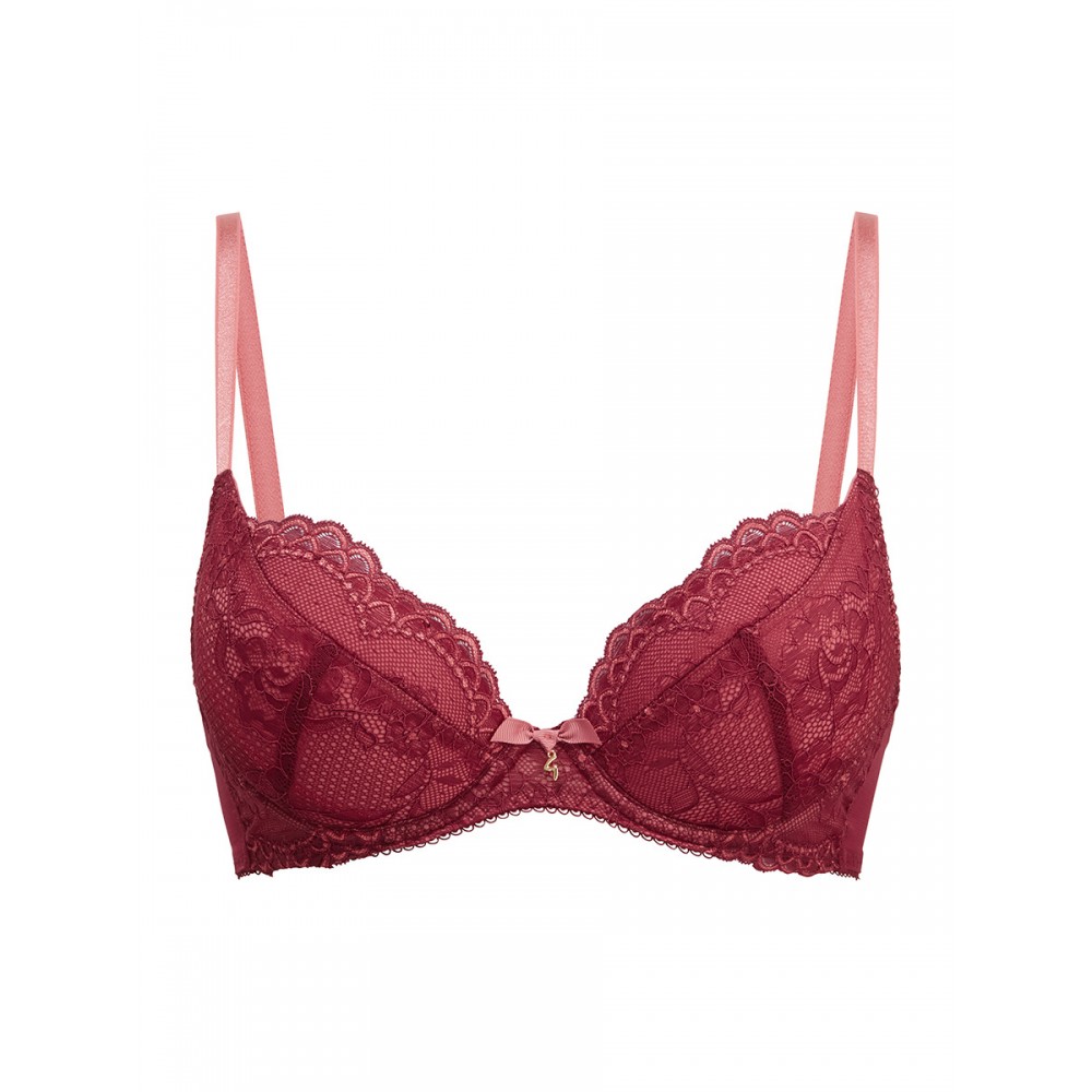 Gossard 7711 Superboost Lace, Γυναικείο Push Up σουτιέν με ελαφριά επένδυση για μεγάλο στήθος, ΜΠΟΡΝΤΟ