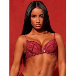 Gossard 7711 Superboost Lace, Γυναικείο Push Up σουτιέν με ελαφριά επένδυση για μεγάλο στήθος, ΜΠΟΡΝΤΟ