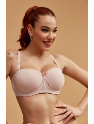 Helen 9563D, Σουτιέν strapless cup D  με μπανέλα, NUDE