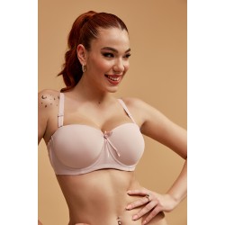 Helen 9563D, Σουτιέν strapless cup D  με μπανέλα, NUDE
