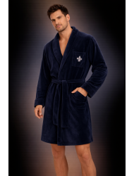 Ανδρική Ρόμπα από Βελούδο σταυρωτή midi, Ηarmony 47617 ΜΠΛΕ