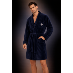 Ανδρική Ρόμπα από Βελούδο σταυρωτή midi, Ηarmony 47617 ΜΠΛΕ