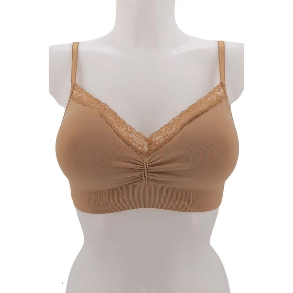 IDER 3216-14, Γυναικείο Bralette- Σουτιέν Easy Lace  από μαλακή μικροϊνα με δαντέλα και χαμηλή πλάτη ΜΠΕΖ