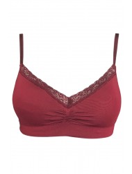 IDER 3216-22, Γυναικείο Bralette- Σουτιέν Easy Lace  από μαλακή μικροϊνα με δαντέλα και χαμηλή πλάτη ΜΠΟΡΝΤΟ