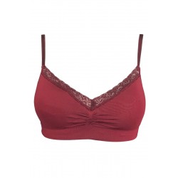 IDER 3216-22, Γυναικείο Bralette- Σουτιέν Easy Lace  από μαλακή μικροϊνα με δαντέλα και χαμηλή πλάτη ΜΠΟΡΝΤΟ