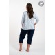 Γυναικεία Βαμβακερή Πυζάμα  ITALIAN FASHION ANTONIA SET με κάπρι παντελόνι και 3/4 μανίκι, ΜΠΛΕ