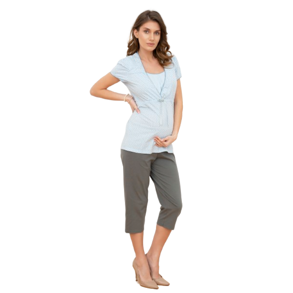 Γυναικείες Πυτζάμες  Εγκυμοσύνης,  ITALIAN FASHION FELICITA SET, με άνοιγμα στο μπούστο, ΣΙΕΛ