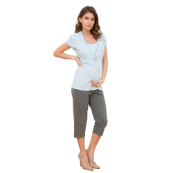 Γυναικείες Πυτζάμες  Εγκυμοσύνης,  ITALIAN FASHION FELICITA SET, με άνοιγμα στο μπούστο, ΣΙΕΛ
