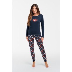 Γυναικεία Βαμβακερή Πυζάμα ITALIAN FASHION MAKALA με print  cookies, ΜΠΛΕ ΣΚΟΥΡΟ