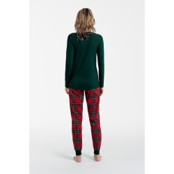 Γυναικεία Βαμβακερή Πυζάμα ITALIAN FASHION TESS με παντελόνι φανέλα και μονόχρωμο μπλουζάκι, ΠΡΑΣΙΝΟ