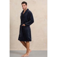 Rafael A5512 Ανδρική Ρόμπα Μακριά Σταυρωτή  Fleece, Μπλέ Σκούρο