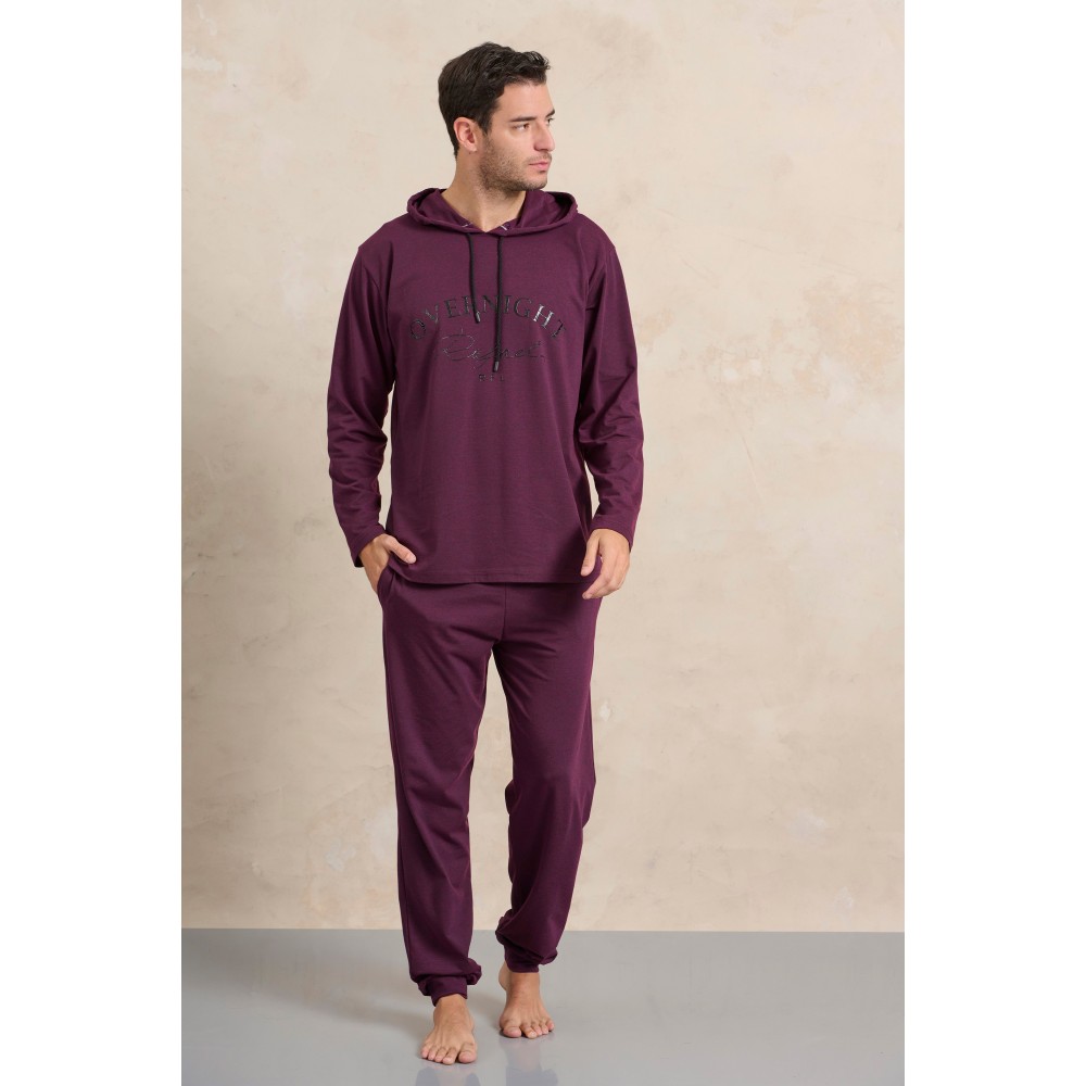 Ανδρική Φόρμα/Homewear Rafael A5526-AUB με κουκούλα και φάσα στα τελειώματα, ΜΕΛΙΤΖΑΝΙ