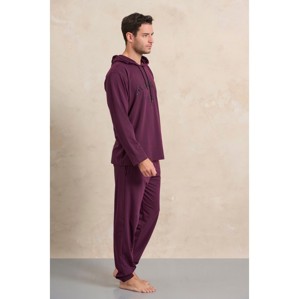 Ανδρική Φόρμα/Homewear Rafael A5526-AUB με κουκούλα και φάσα στα τελειώματα, ΜΕΛΙΤΖΑΝΙ