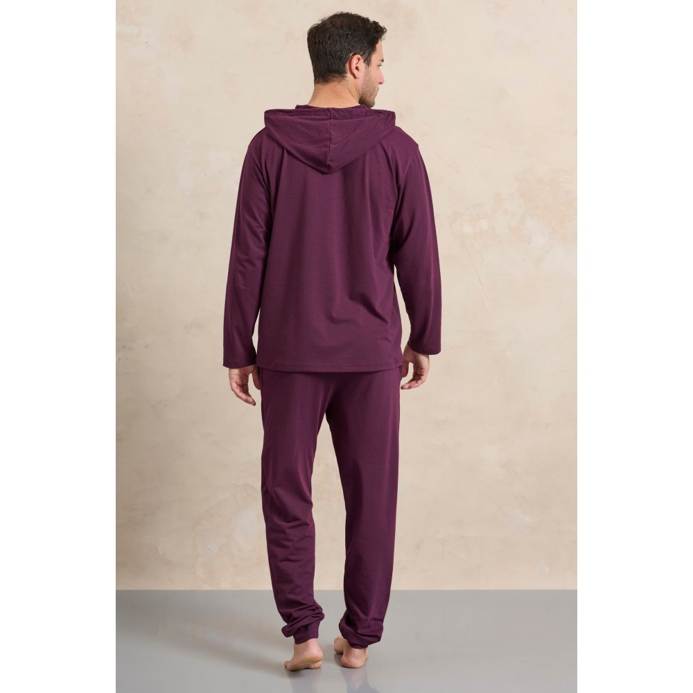 Ανδρική Φόρμα/Homewear Rafael A5526-AUB με κουκούλα και φάσα στα τελειώματα, ΜΕΛΙΤΖΑΝΙ