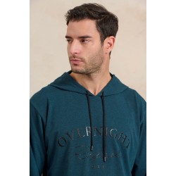 Ανδρική Φόρμα - Homewear Rafael A5526-PTL με κουκούλα και φάσα στα τελειώματα, ΠΕΤΡΟΛ