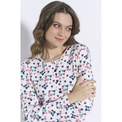 Jeannette 8115, Γυναικείο Βαμβακερό Νυχτικό με πατιλέτα και print καρδιές