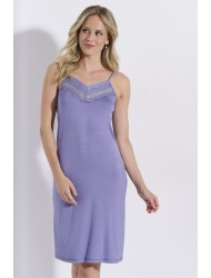 JEANNETTE 8015, Γυναικείο Νυχτικάκι με τιραντάκι και δαντέλα, LEVANDER