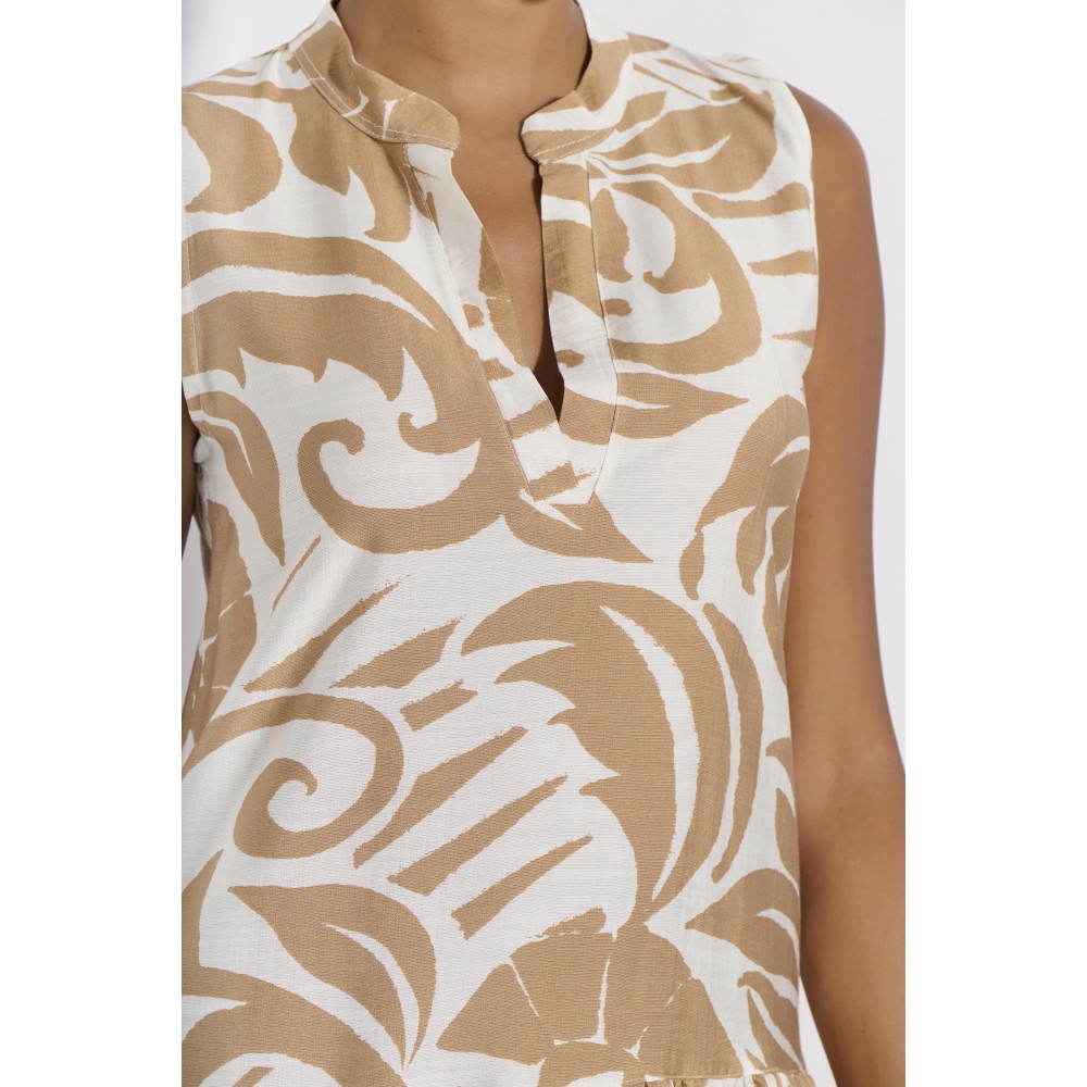 Jeannette 8264, Καλοκαιρινό Φόρεμα Αμάνικο με Βολάν, ΜΠΕΖ