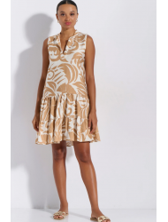 Jeannette 8264, Καλοκαιρινό Φόρεμα Αμάνικο με Βολάν, ΜΠΕΖ