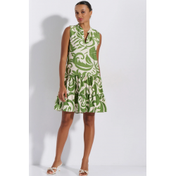 Jeannette 8264, Καλοκαιρινό Φόρεμα Αμάνικο με Βολάν, ΠΡΑΣΙΝΟ