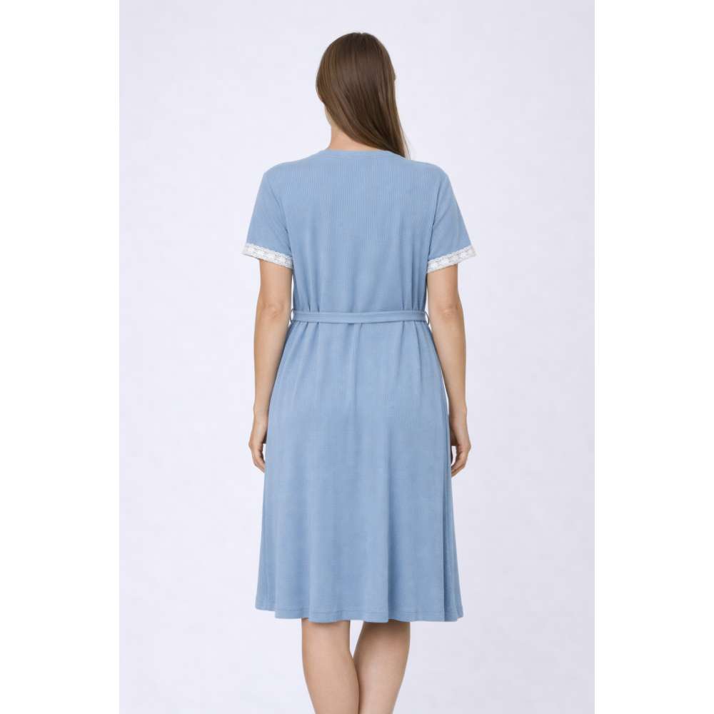 Γυναικείο Σετ Νυχτικό και Ρόμπα Jeannette 5629 Βαμβακερό Rib με στάμπα Paris,  Idigo