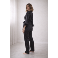 La Nuit P-35239 Σατέν Πυτζάμα έως Νο 3XL με πούπουλα, ΜΑΥΡΟ