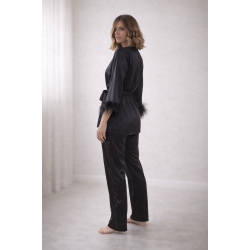 La Nuit P-35239 Σατέν Πυτζάμα έως Νο 3XL με πούπουλα, ΜΑΥΡΟ