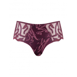 Louisa Bracq 497-40 VORTEX SHORTY, Γυναικείο Κυλοτάκι ελαφρώς ψηλόμεσο από γαλλική δαντέλα, ΜΠΟΡΝΤΟ