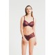 Louisa Bracq 497-40 VORTEX SHORTY, Γυναικείο Κυλοτάκι ελαφρώς ψηλόμεσο από γαλλική δαντέλα, ΜΠΟΡΝΤΟ