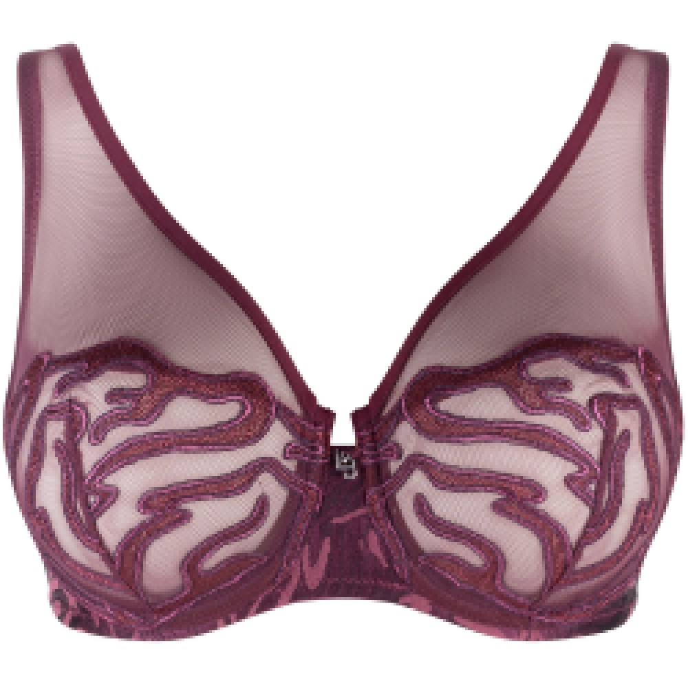 Louisa Bracq 497-11 VORTEX, Γυναικείο Σουτιέν για μεγάλο στήθος από γαλλική δαντέλα, ΜΠΟΡΝΤΟ