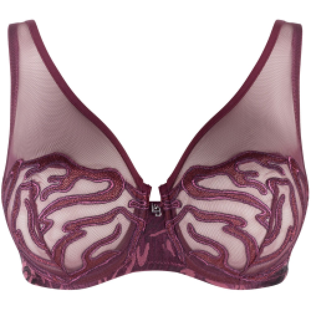 Louisa Bracq 497-11 VORTEX, Γυναικείο Σουτιέν για μεγάλο στήθος από γαλλική δαντέλα, ΜΠΟΡΝΤΟ