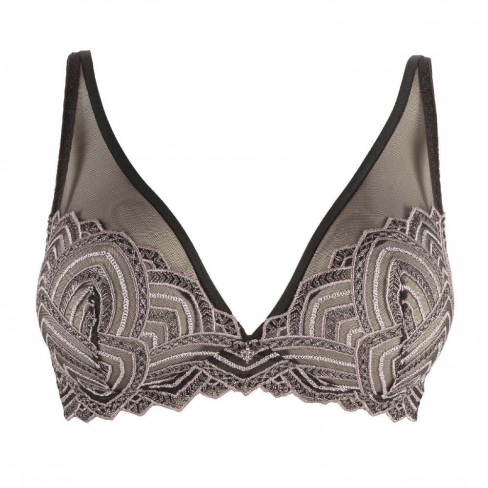Louisa Bracq 491-07 Grall, Σουτιέν Bralette χωρίς μπανέλα από κεντητή γαλλική δαντέλα, ΑΝΘΡΑΚΙ Louisa Bracq 491-07 Grall, Σουτιέν Bralette χωρίς μπανέλα από κεντητή γαλλική δαντέλα, ΑΝΘΡΑΚΙ