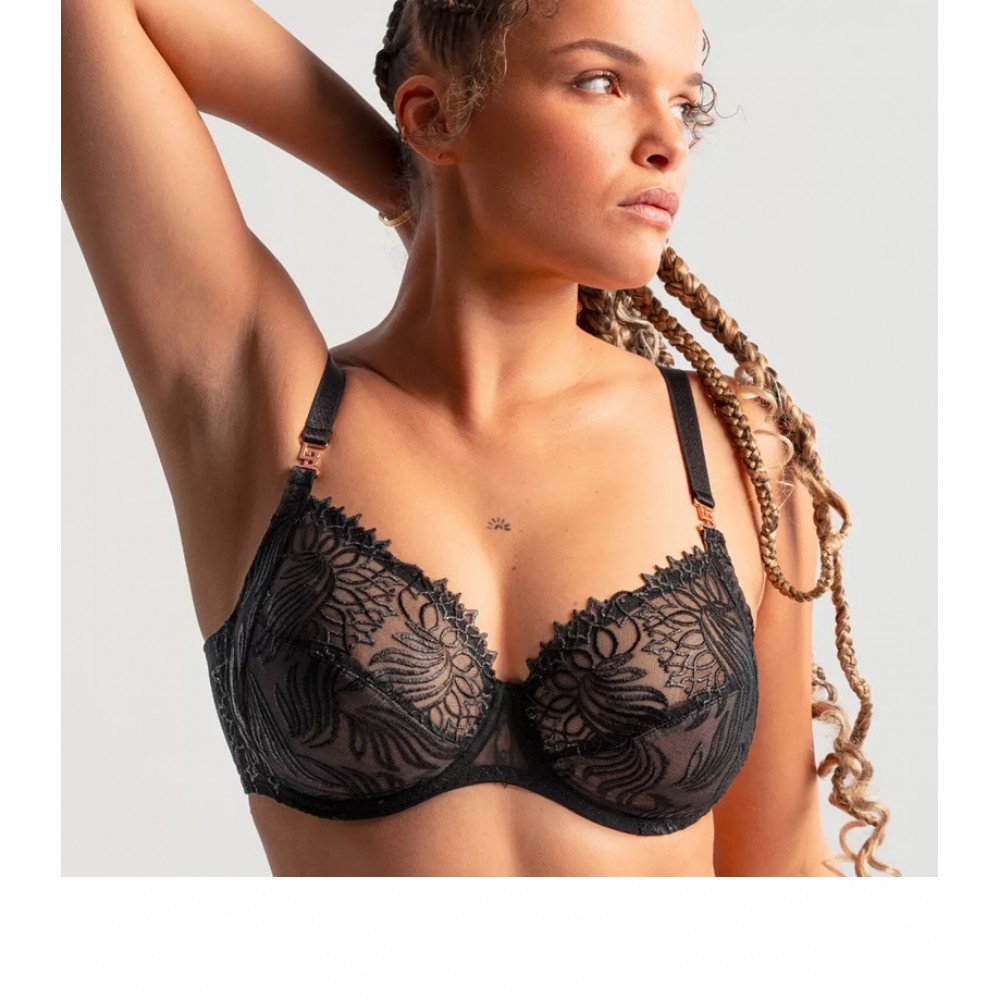 Louisa Bracq 529-01 Swan, Γυναικείο Σουτιέν Full Cup για μεγάλο στήθος από γαλλική δαντέλα, ΜΑΥΡΟ Louisa Bracq 529-01 Swan, Γυναικείο Σουτιέν Full Cup για μεγάλο στήθος από γαλλική δαντέλα, ΜΑΥΡΟ