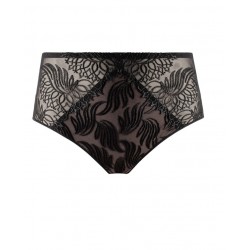 Louisa Bracq, 529-50 Swan Panty, Γυναικείο Ψηλόμεσο Κυλοτάκι από γαλλική δαντέλα και λύκρα, ΜΑΥΡΟ