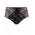 Louisa Bracq, 529-50 Swan Panty, Γυναικείο Ψηλόμεσο Κυλοτάκι από γαλλική δαντέλα και λύκρα, ΜΑΥΡΟ